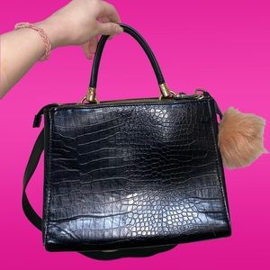 H&M Crossbody Leather Purse w/ Detachable Straps & PomPom Keychain!